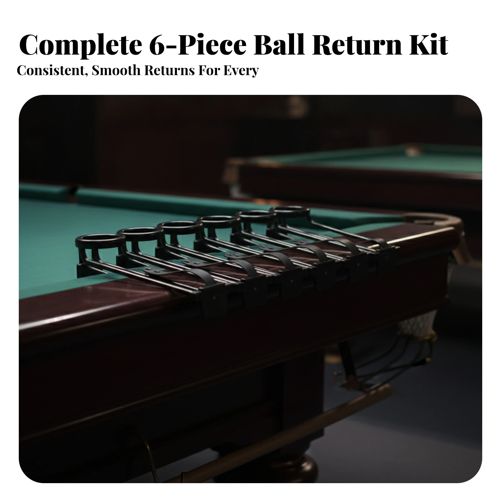 6 Pieces Billiard Ball Return Rail Easy-Install Billiard Table Slide Rail Ball Return Track Smooth Hardware Space-Saving