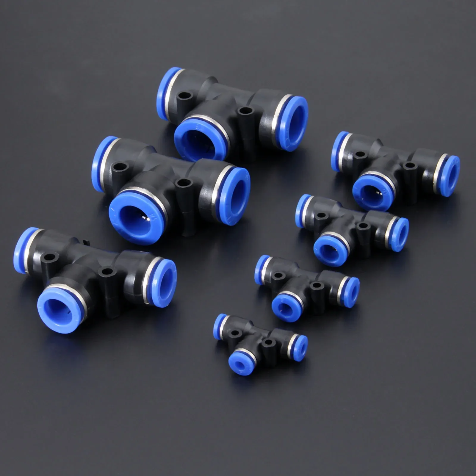 5Pcs 4mm-16mm Plastic Pneumatic 3 Way T-junction Connector Pneumatic Quick Push In Joint Fittings for Air Water Vacuum Tube Hose