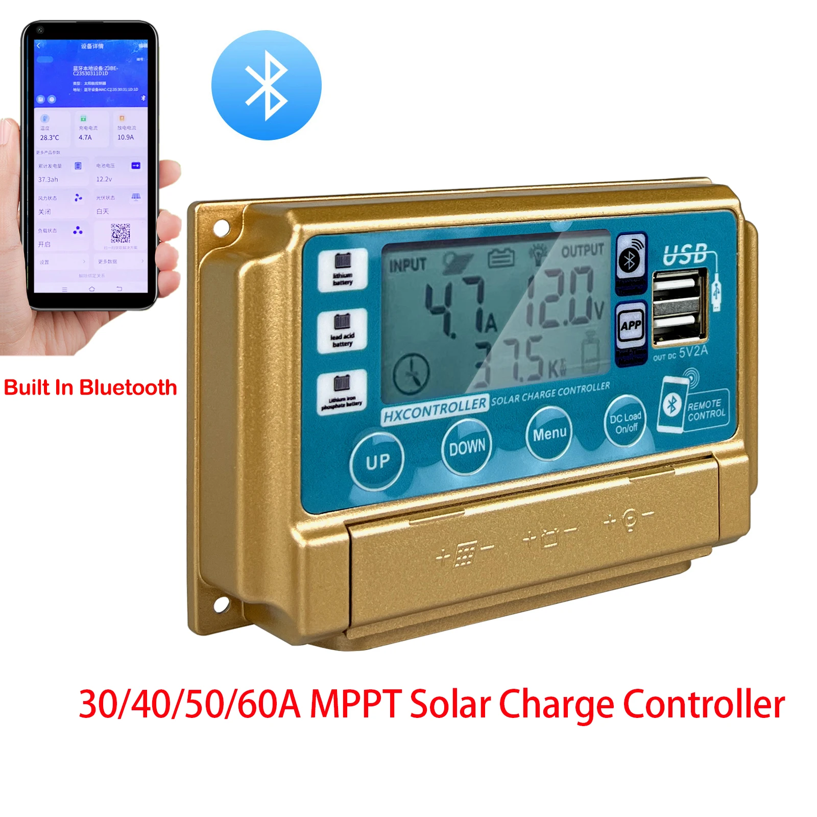 

0-60A 12V 24V MPPT Solar Charge and Discharge Controller LCD Display Solar Cell Panel Charger Regulator For Lifepo4 GEL lithium