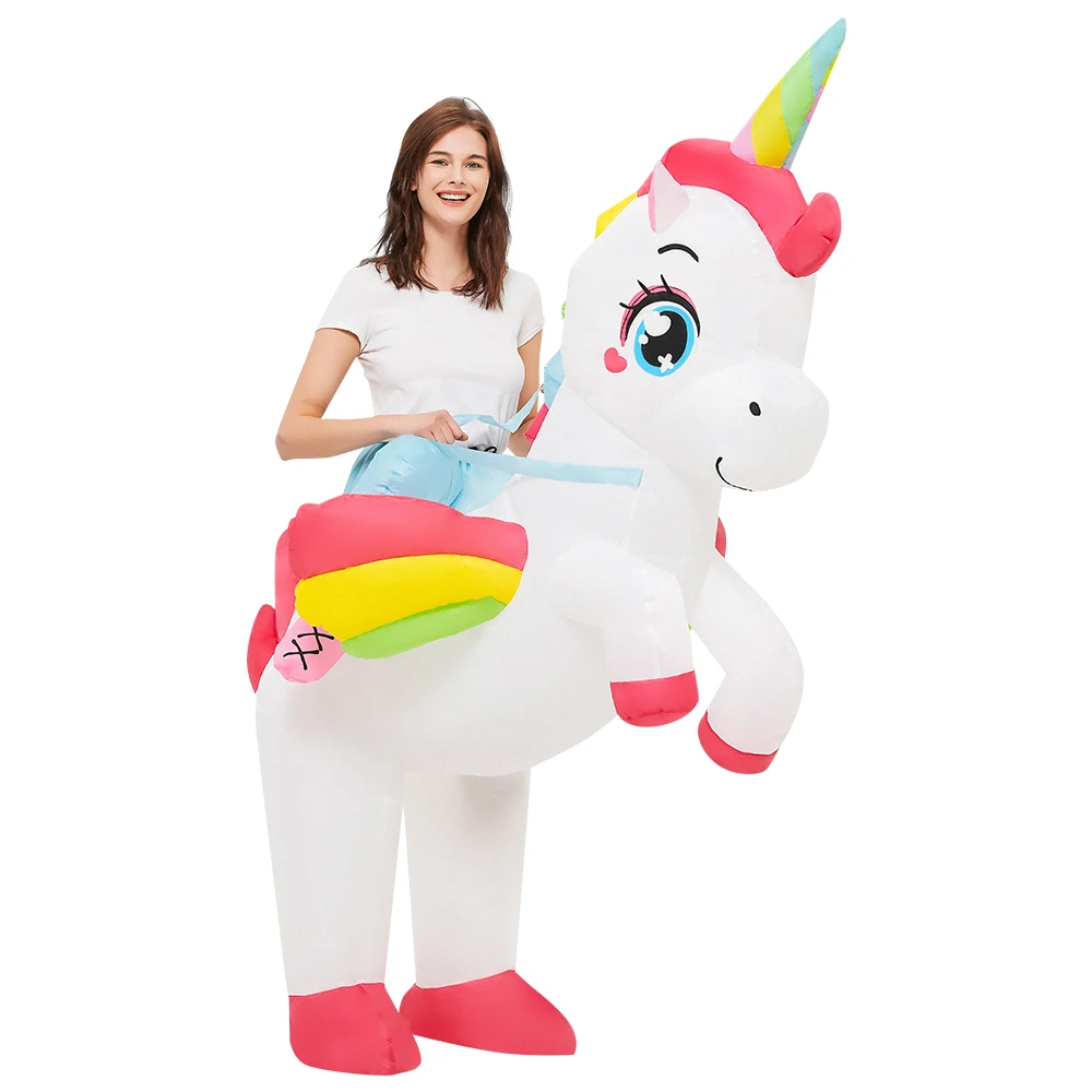 Unicorn Inflatable Costume Adults Kids Toddler Halloween Mascot Cosplay Air Blow Dress Up Clothes Full Body Carnival Party Suit