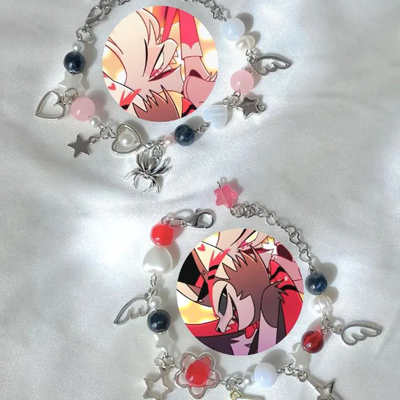 handmade Alastor & Lucifer Charm Bracelet Hazbin Hotel aesthetic