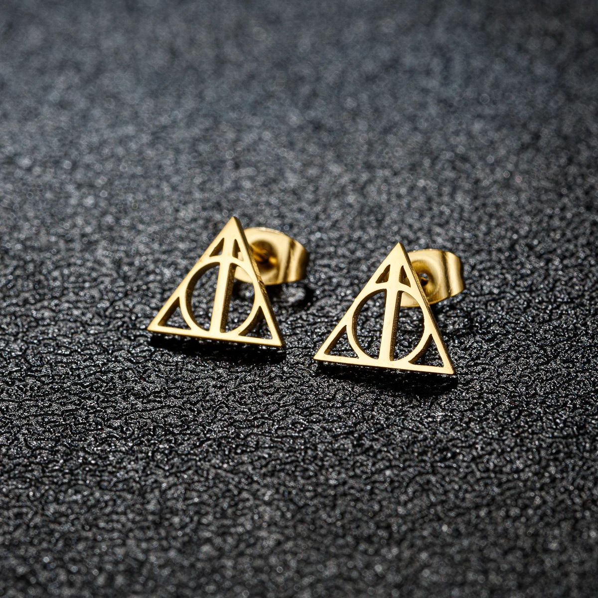 Stainless Steel Triangular Hollow Circular Geometric Women'S Earrings Spiral Earrings Fashionable Suitable Girls' Daily Party