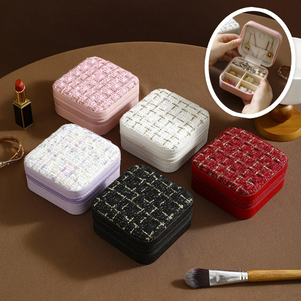 

Double Layer Jewelry Packing Bag Flower Buckle PU Leather Jewelry Display Holder Square Necklaces Bracelets Rings Bearer Box