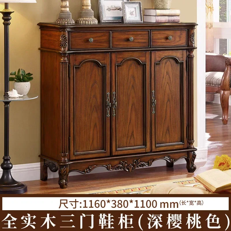 b2 Solid Wood Shoe Cabinet Foyer Doorway High Double-Door Door Large Capacity Three Four-Door Locker