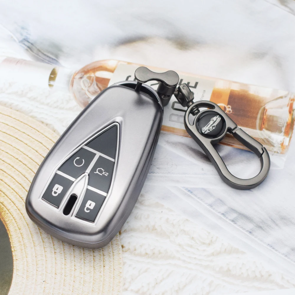 4 Buttons Gunmetal Soft TPU Car Key Case Cover for Changan Unit CS75 X7 Cs55 Cs75plus Car Key Holder Keychain Key Rings Parts