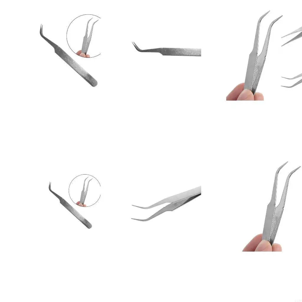 Stainless Steel Curved Tweezers for Rhinestones Picker Tweezers Manicure