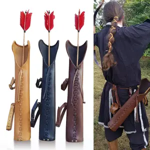 Medieval Viking Leather Arrow Holder Quiver Celtic Knight Hunter Costume Horseback Nomad Hunting Archery 2024 Accessory Case Holster