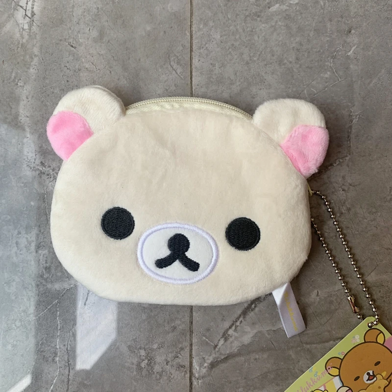 Rilakkuma Korilakkuma Plush Coin Purse Women Wallet Anime Bear Head Coin Pouch Holder Small Organizer Storage Bag