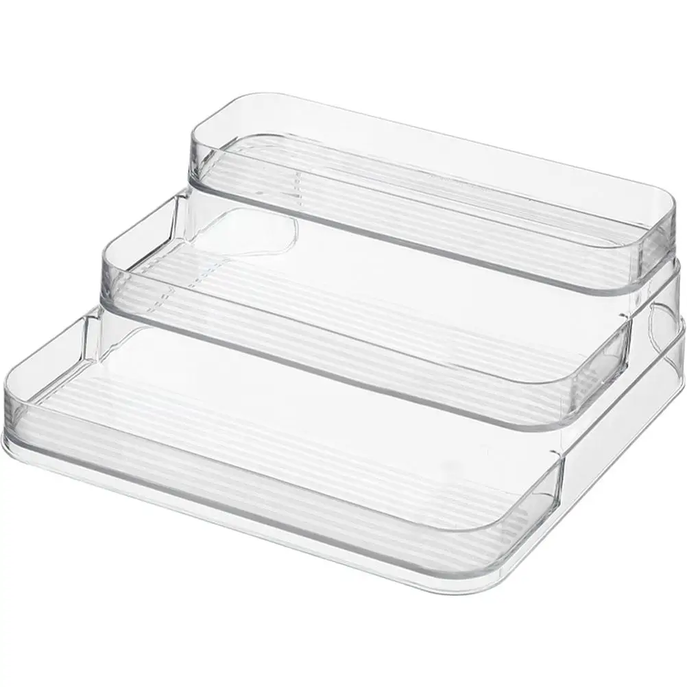 

3 Tier Transparent Stepped Cup Holder Spice Rack Kitchen ganizer Cabinet Pantry Bottles Storage Shelf Practical Long Use Space