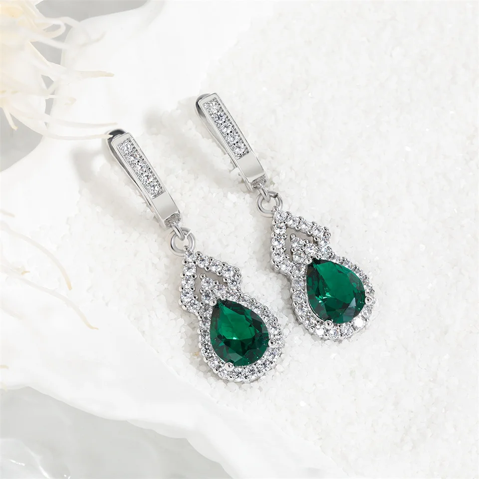 Inlaid Water Drop Fortune Earrings Water Drop Shaped Gemstone Earrings Jewelry Gifts High-end Light Luxury Zircon Gourd Earrings