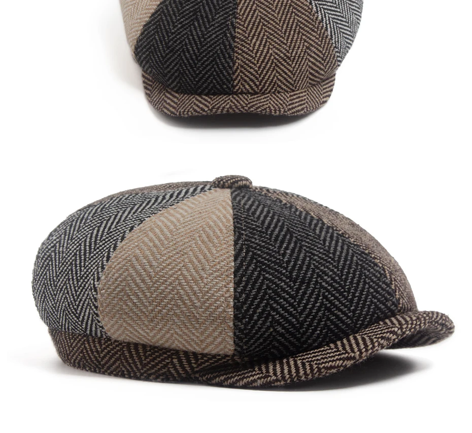 Neue Retro Fischgräten Zeitungsjunge Mütze Für Männer Herbst Winter Warme Baskenmütze Frauen Mode Vintage Hut Hip Hop Weibliche Flache Kappen Berets – Detail 13