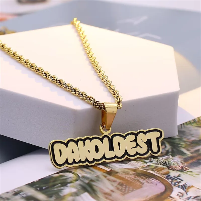 

Customized Golden Photo Evening Laser Printing Double Deck Necklaces Vintage Luck Girls Female Couple Laser Cutting New Arrivals