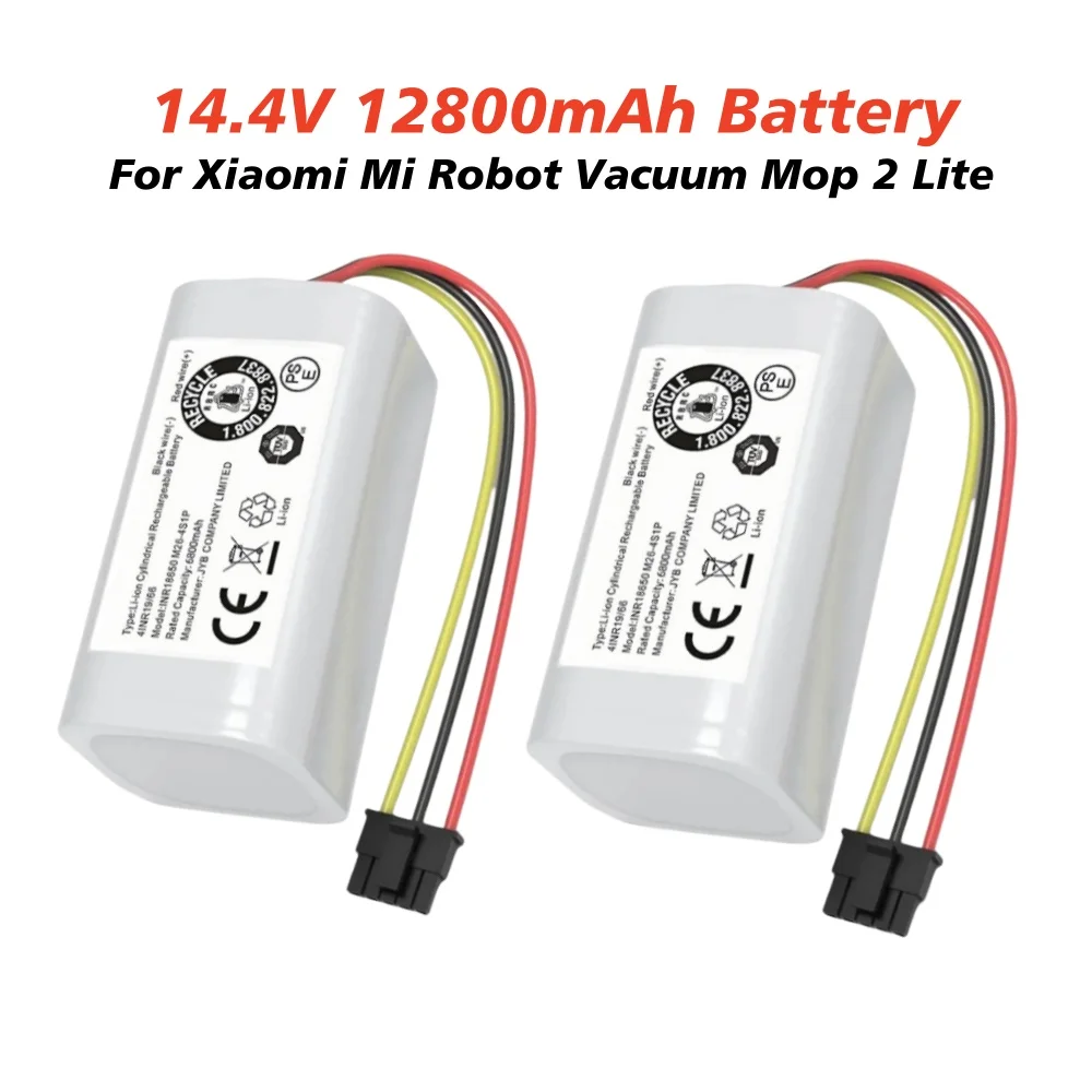 100% New Original 14.4V 12800mAh Rechargeable Li-ion Battery Pack for Xiaomi Mijia Mi Robot Vacuum Mop 2 Lite MJSTL