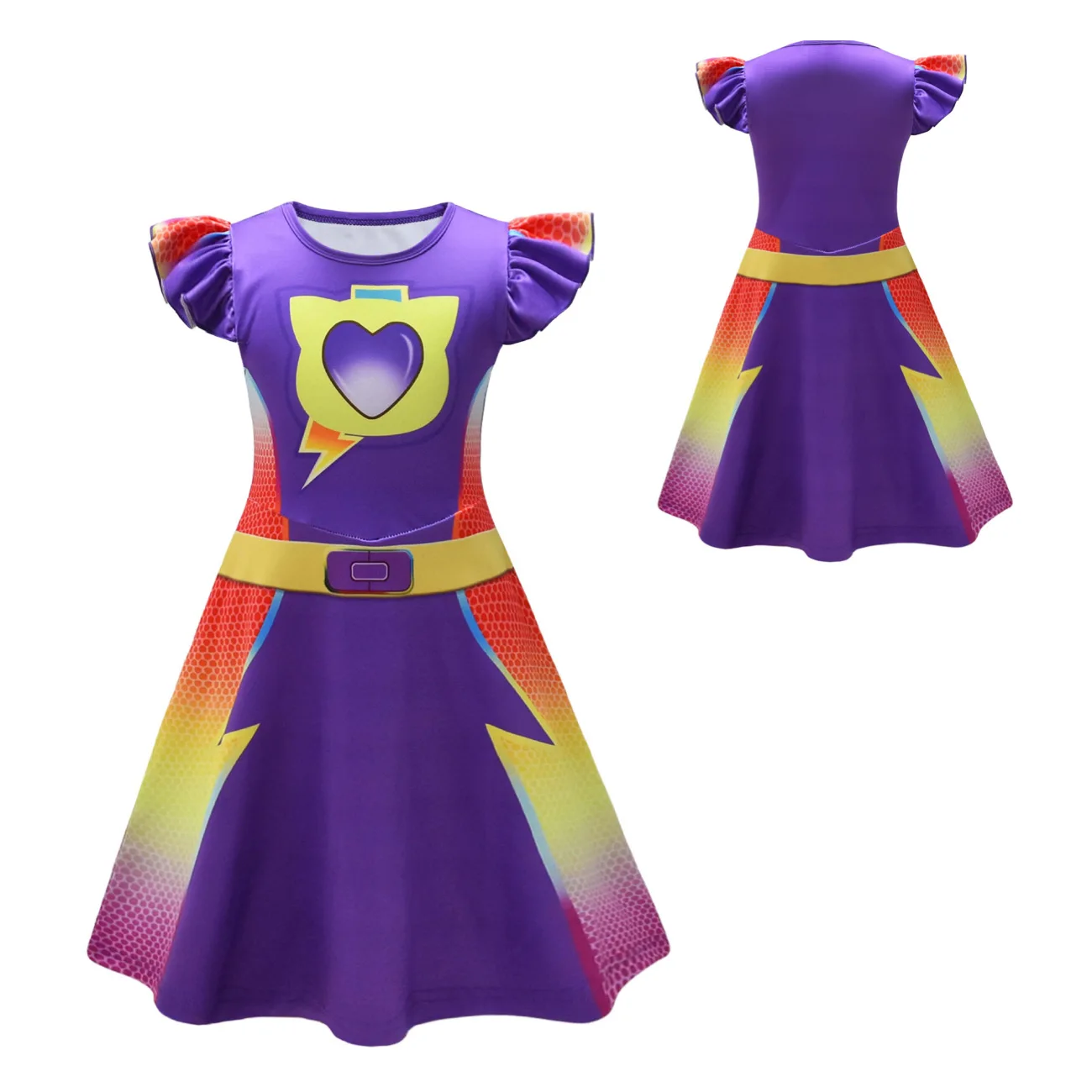 Children's SuperKitties Dresses Super Kitties Cosplay Costume Girls Flying Sleeves A-Line Dress Bag Mask Carnival Birthday Gift