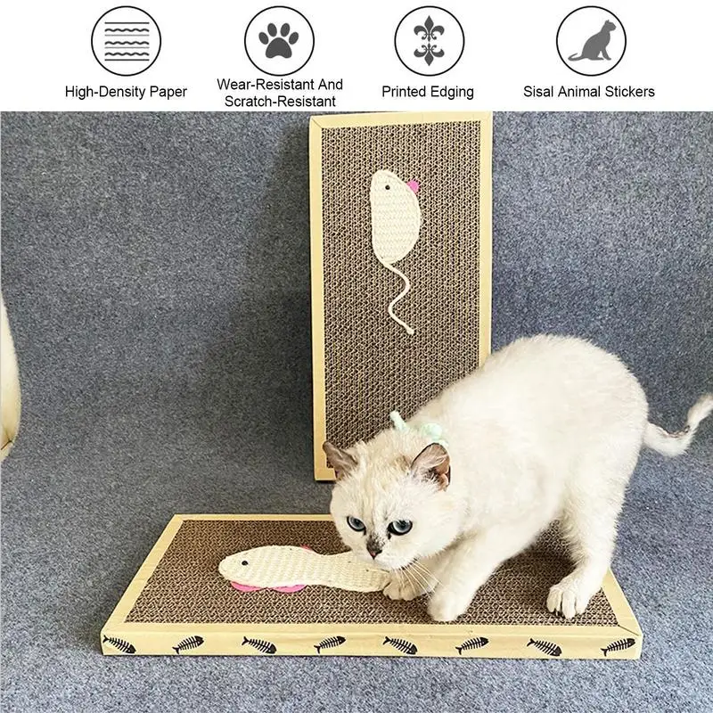 Cat Scratcher Pad With Reversible Scratch Textures Design Durable Cat Scratch Cardboard For Indoor Cats Toys Kitten Lounge