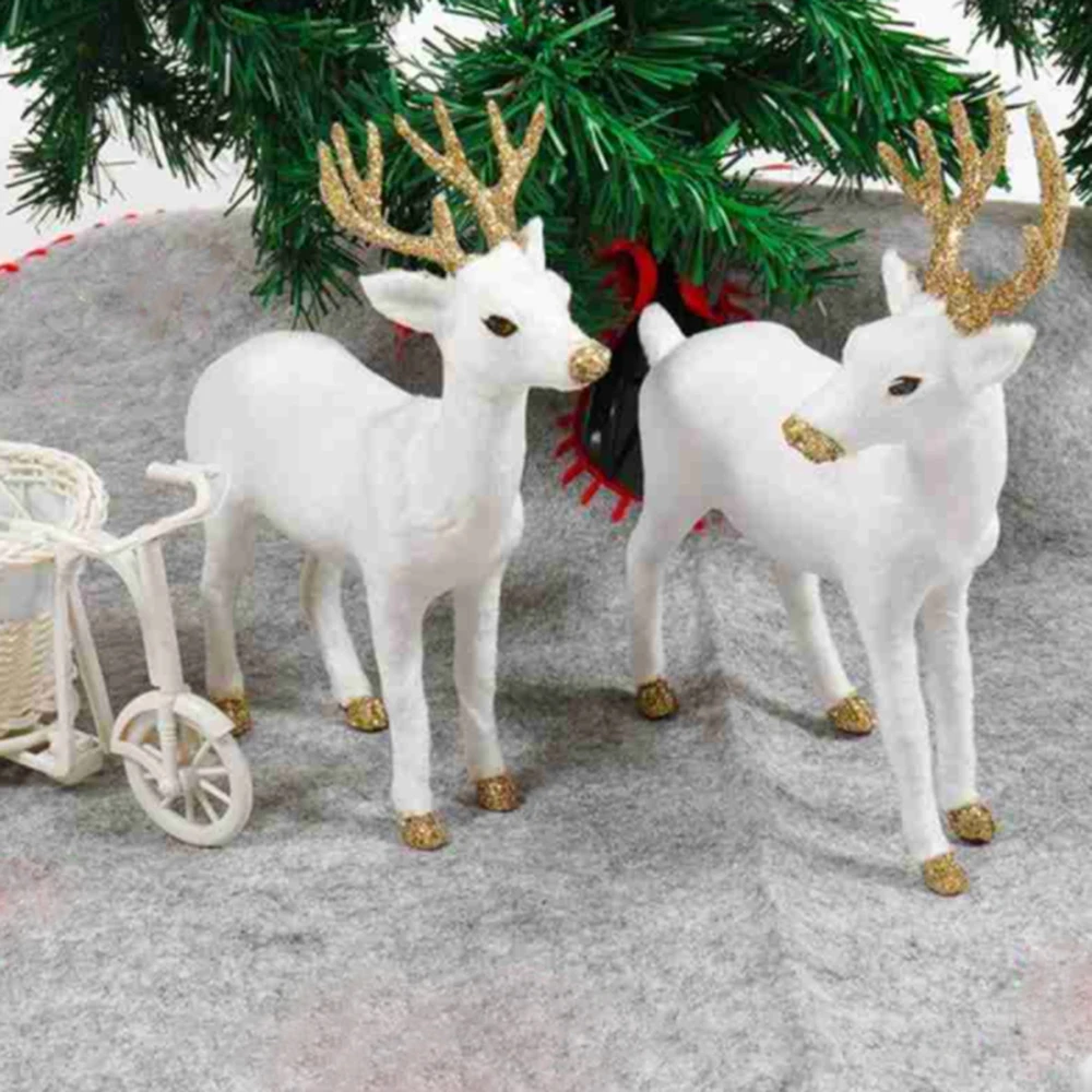 

Plush Simulation Christmas white Reindeer Standing Xmas white Elk Deer Dolls Home Party Decoration Decoration