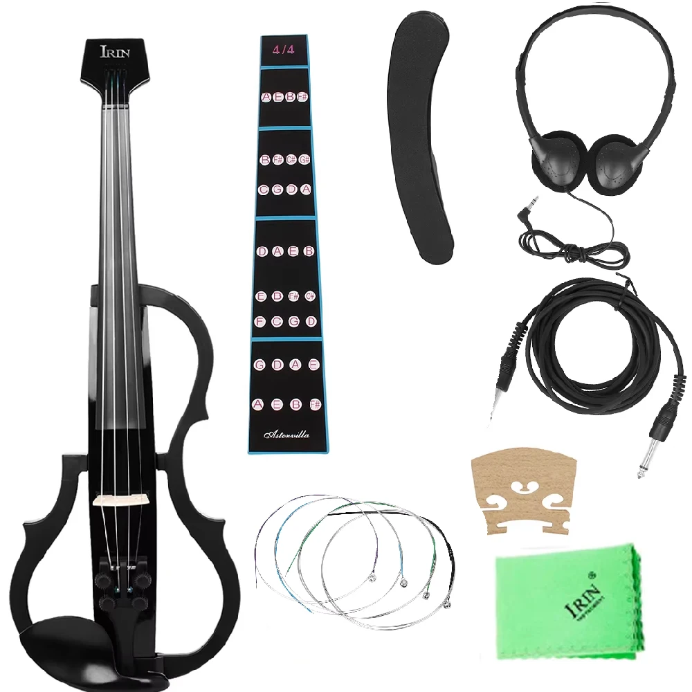 Black White 4/4 Electro Acoustic Violin Intelligent Silent  Electroacoustic Violin Earphones Connecting Fiddle Accessories