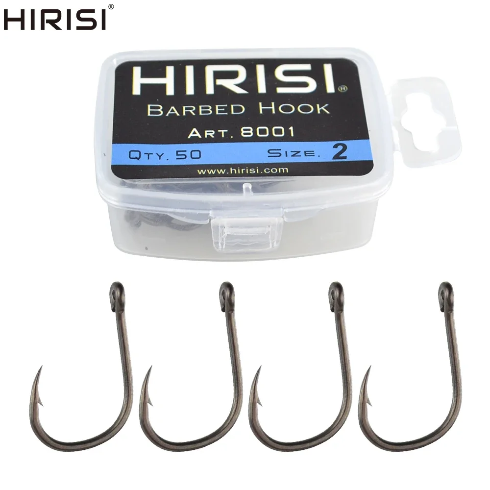 50pcs Barbed  Carp Fishing Hooks with Eye Design in Japan Made by High Carbon Steel 8001