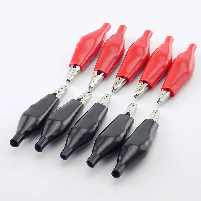 Crocodile electric clips 28mm 35mm Electrical Clamp for Testing Probe Meter Black and Red with Plastic Boot Metal Alligator Clip