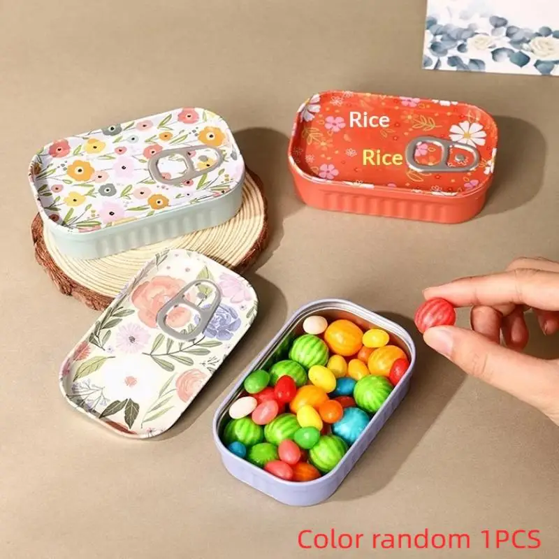 Random 1Pc Flower Small Drink Can Design Tinplate Box Empty Storage Case For Candy Coin Pill U Disk Stationery Organizer.
