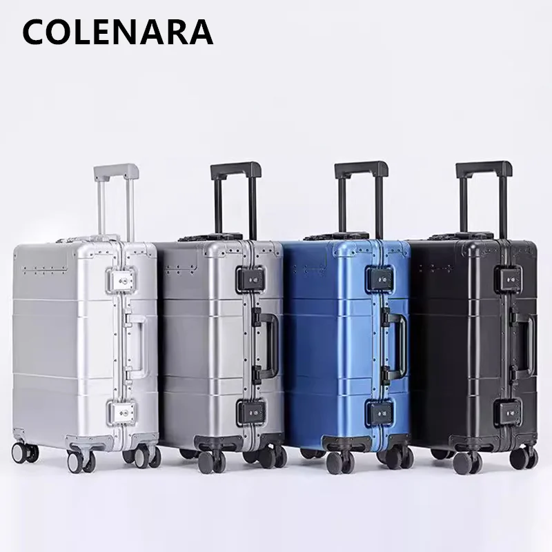 

COLENARA Men's Suitcase Full Aluminum Magnesium Alloy Boarding Box 20"24"28 Inches Large Capacity Trolley Case Rolling Luggage