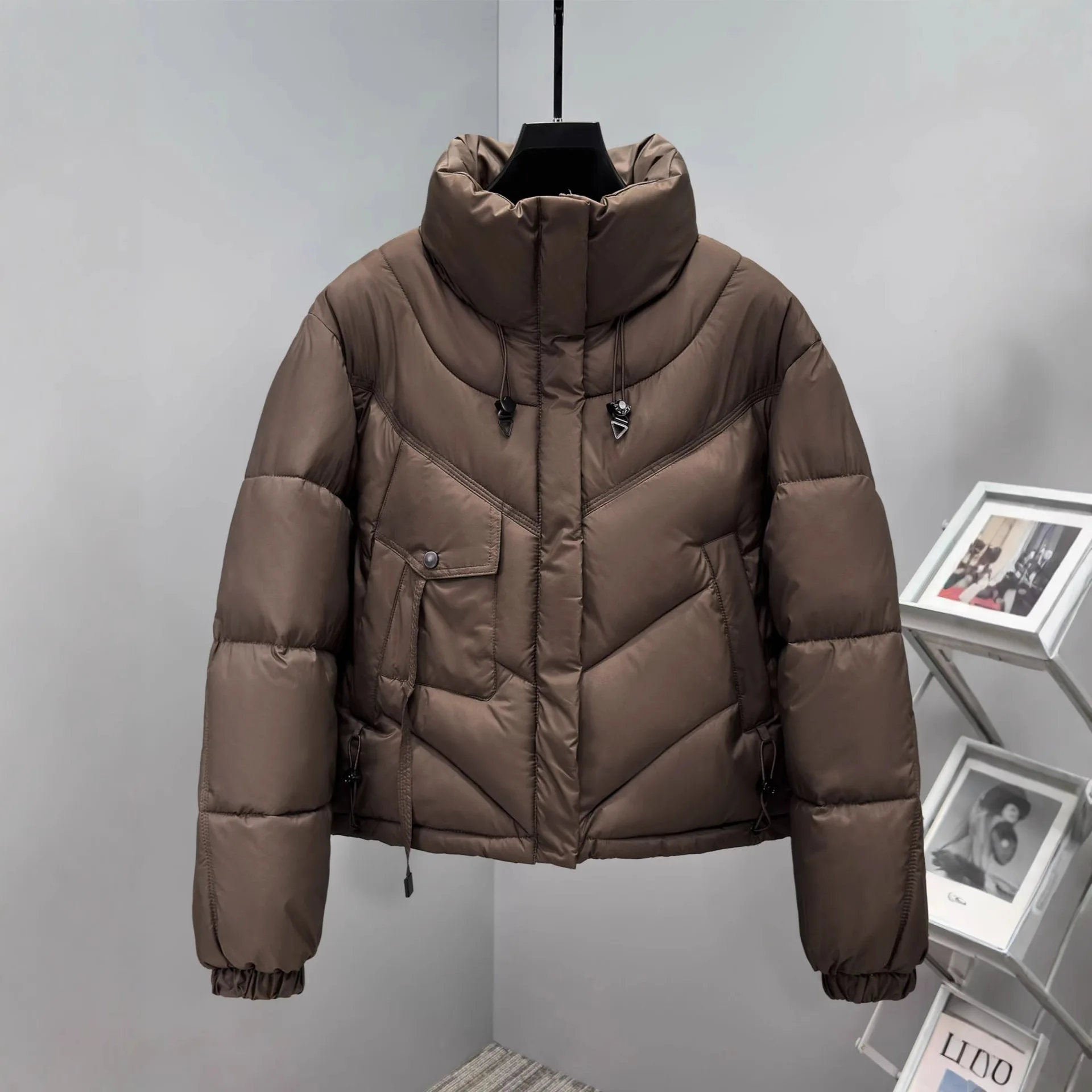 Abrigo corto liso acolchado de algodón para mujer, Parkas cortas con cuello levantado, chaqueta acolchada gruesa, prendas de vestir exteriores holgadas para otoño e invierno
