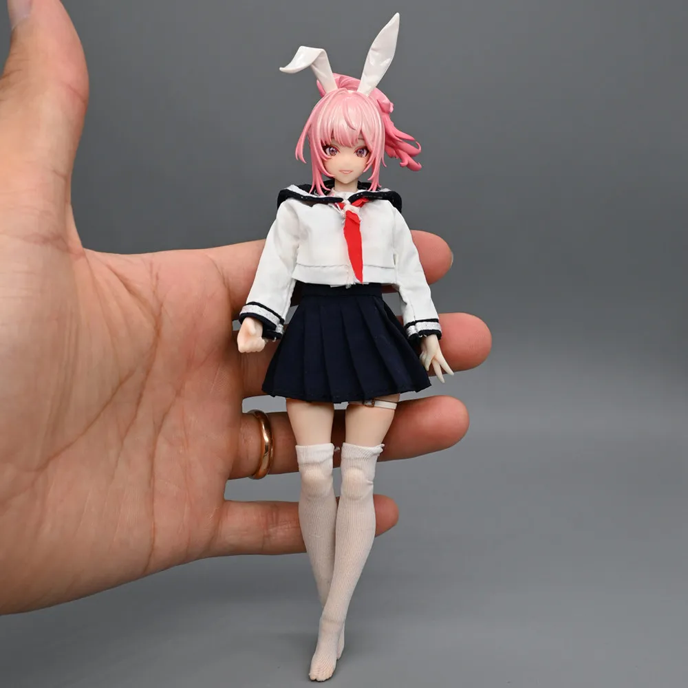 1/12 Scale Female Soldier JK Sailor Uniform Pleated Skirt Shirts Student Uniform Bags Socks for 6''Bodies Figures DIY - view 4