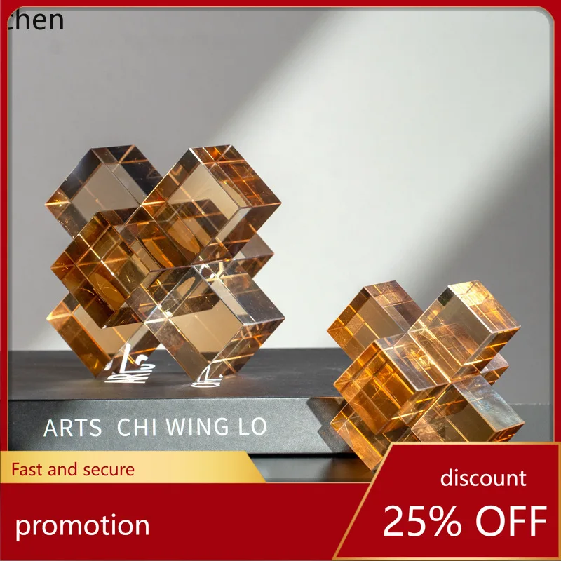 

CZ Geometric Coffee Crystal Ornament Sample Room Exhibition Hall Creative High-end Ornament Wine Cabinet Decoration Display