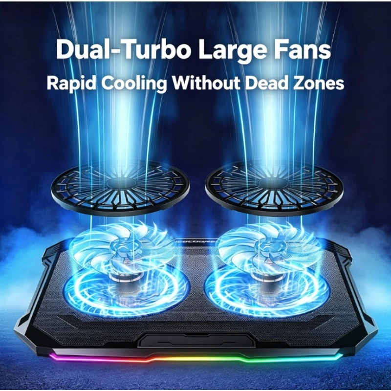 17 Inch Gaming Laptop Cooler Silent Exhaust Fan Cooling Stand Notebook Temperature Reduction Accessory