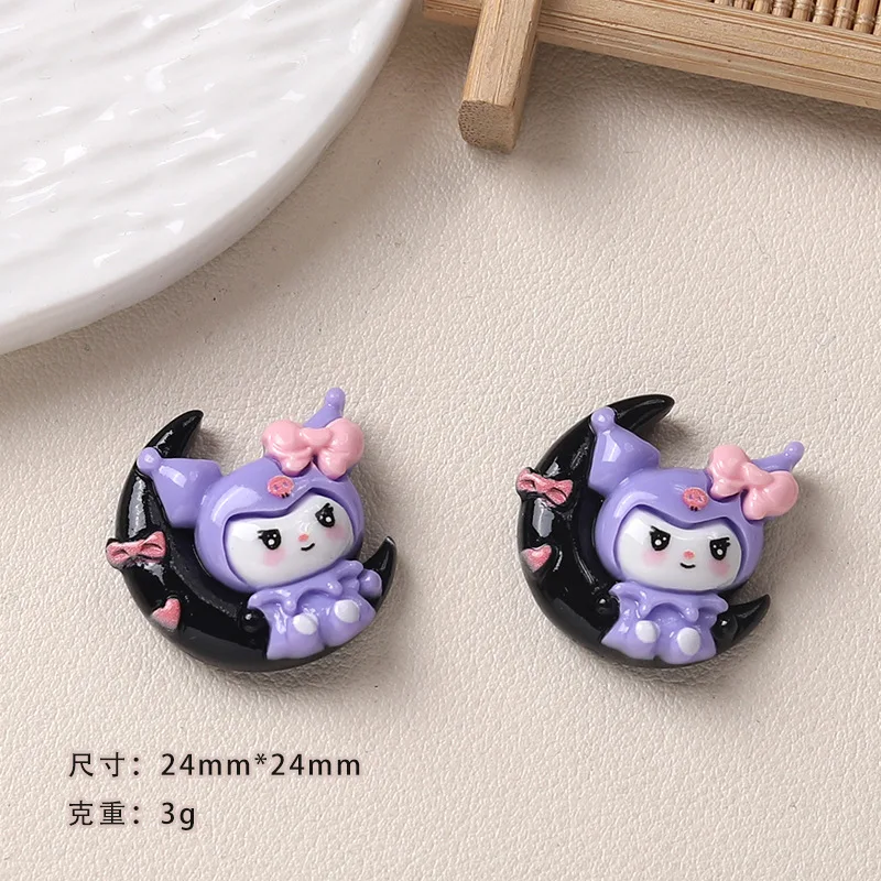 

5pcs Black Kulomie resin flatback cabochons diy jewelry making materials handmade junk case charms