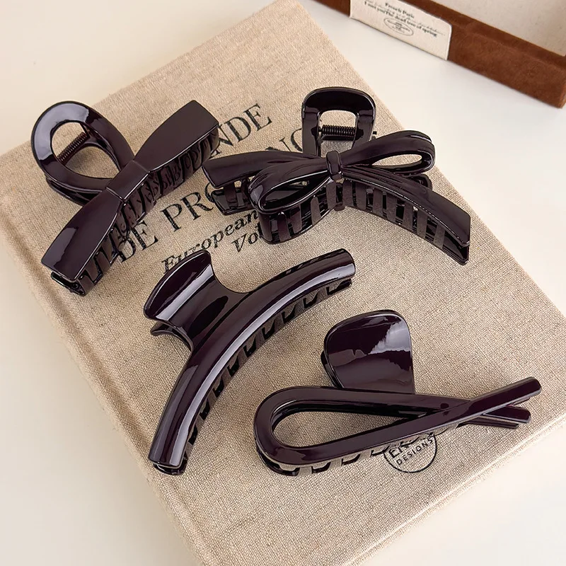 Clip de lazo marrón Chocolate para mujer, novedad de 20225, Clip de pelo de lujo con sensación de espalda de cabeza, accesorio para el cabello con Clip de tiburón Updo