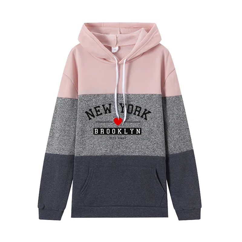

2025 Womens Tracksuit Casual Fashion Hoodie High Quality Color Block Sweatshirt Lady Sport Versatile Printing Hot Sales Pullover