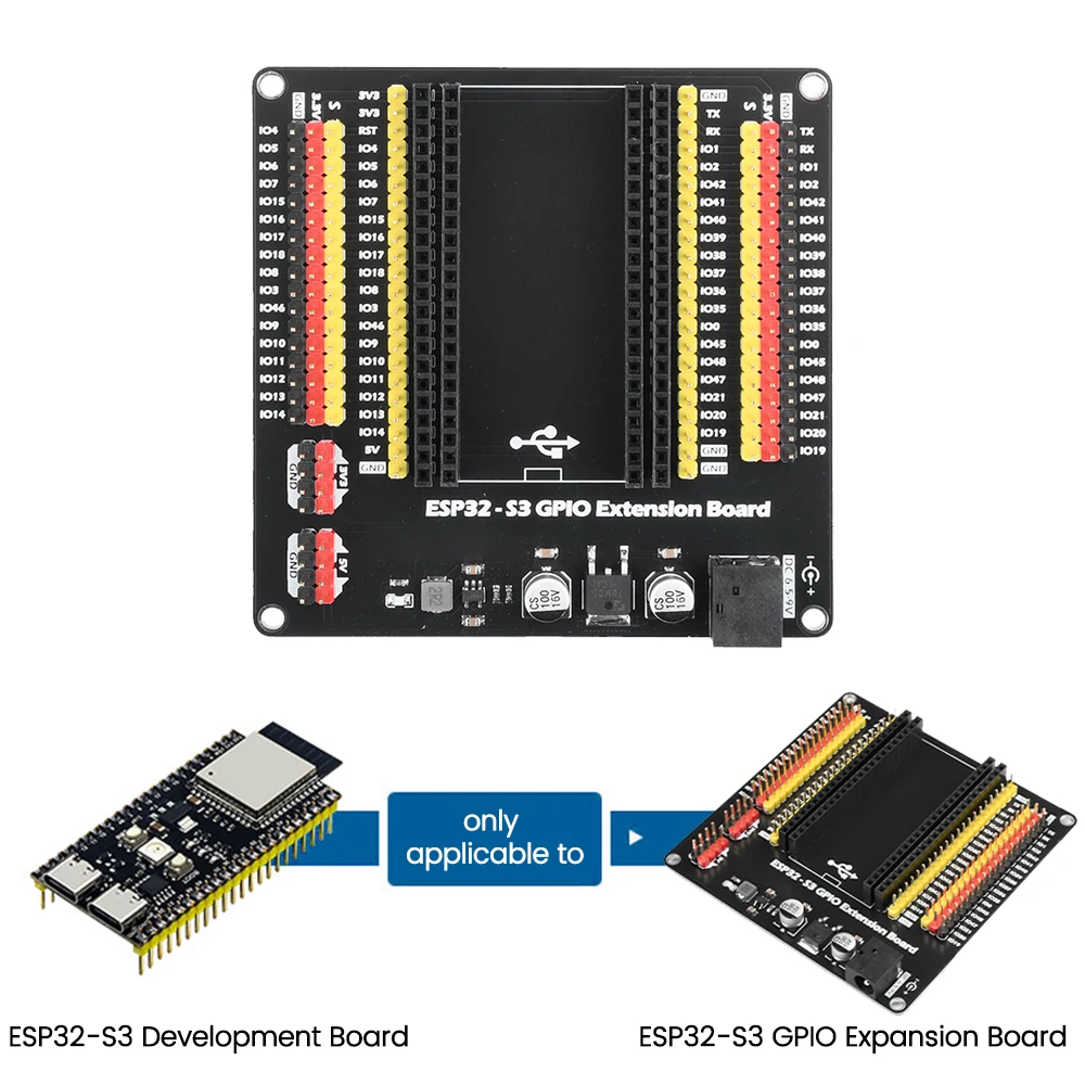 6.5-9V ESP32-S3 płyta rozwojowa GPIO IoT karta rozszerzenia DC5.5 * 2.1 interfejs GPIO 1 do 2