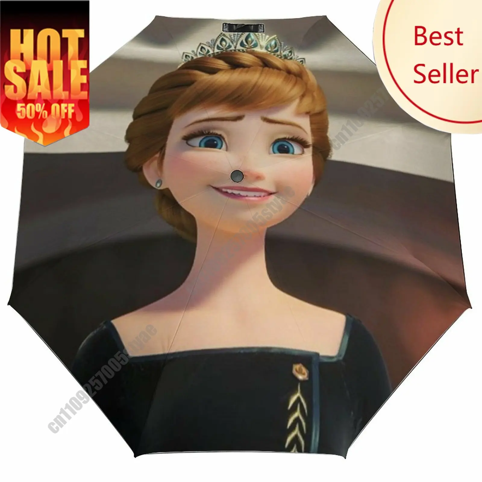 

Anna Umbrella Disney Cartoon 3 Fold Auto Suitable Both Sunny Rainy Days Decoration Gifts Decor Custom Umbrella
