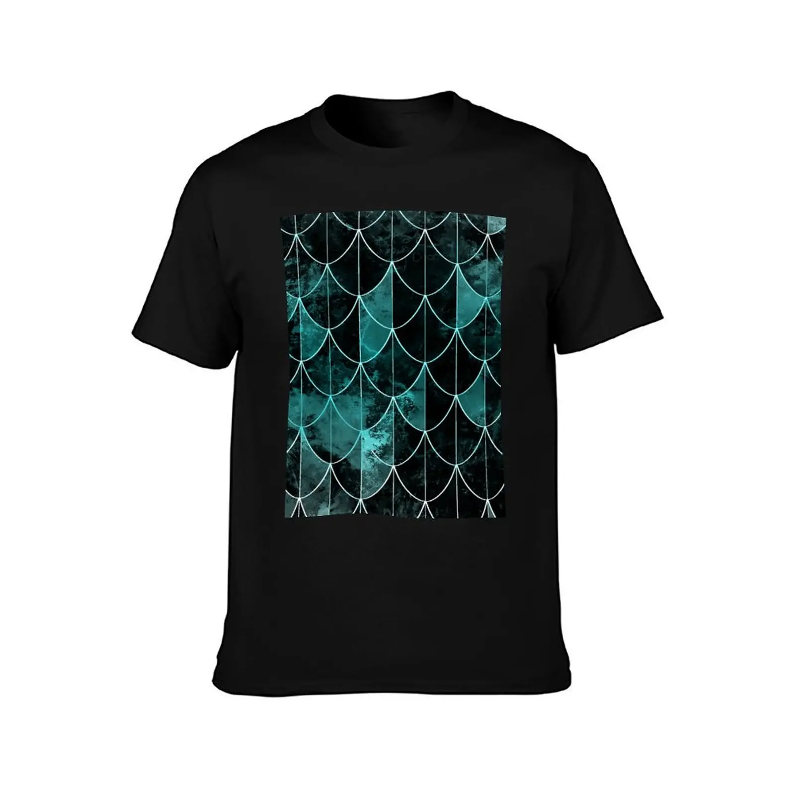 Mermaid scales. Mint and black. T-Shirt Street Art Print Tee Shirt T-Shirt