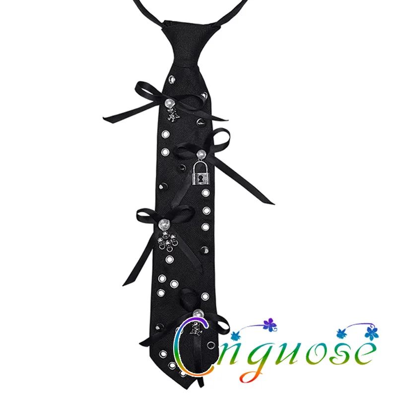 

2023 New Y2K Japanese Rock Punk Style Gothic Rivet bow Spider Women's Unisex Accessories Necktie