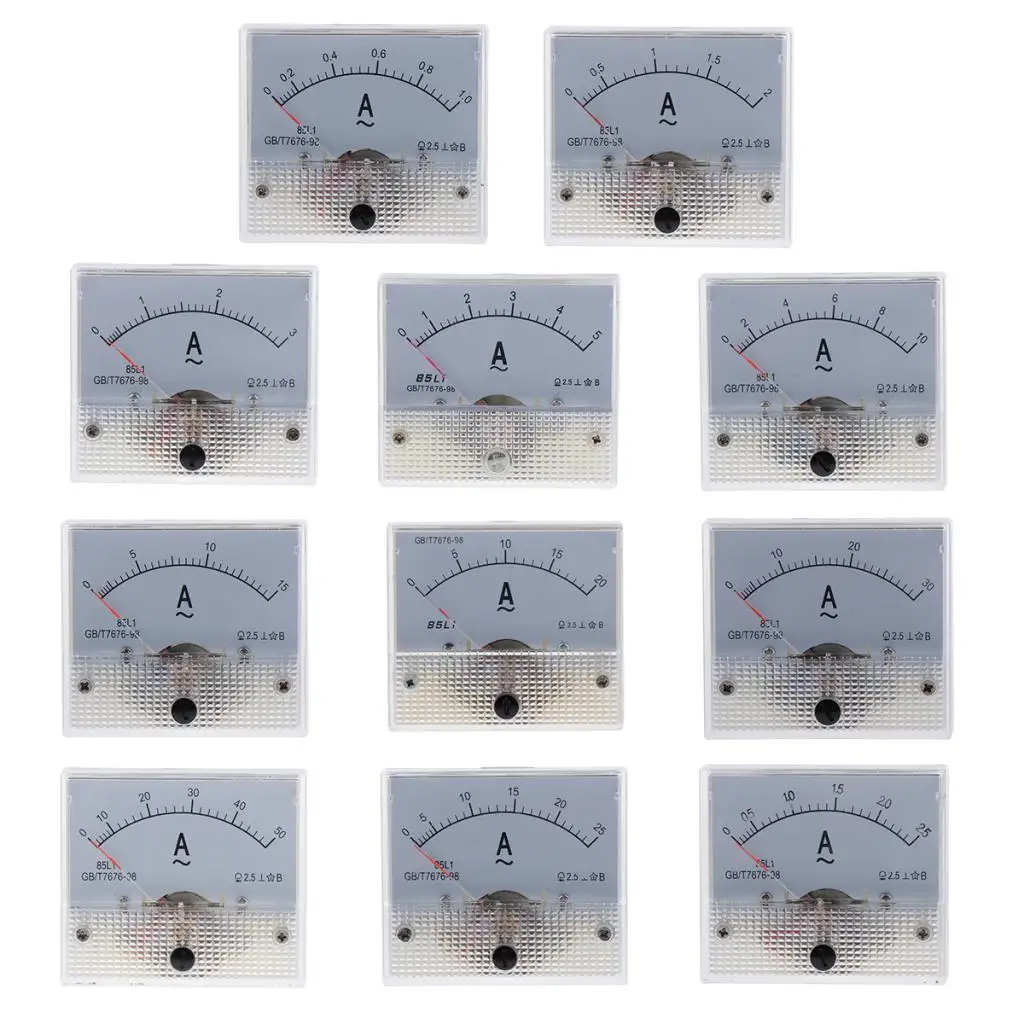Analog Panel Ammeter 85L1 AC Current Gauge Panel Meter for Power Distribution System Measurement