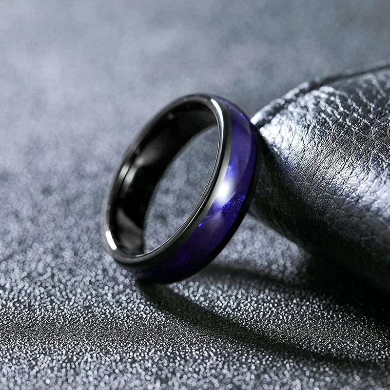 Somen 6mm Tungsten Wedding Band Ring for Men Women Blue Crushed Shell Engagement Rings Domed High Polished Comfort Fit Rozmiar 6-13 — zdjęcie 4
