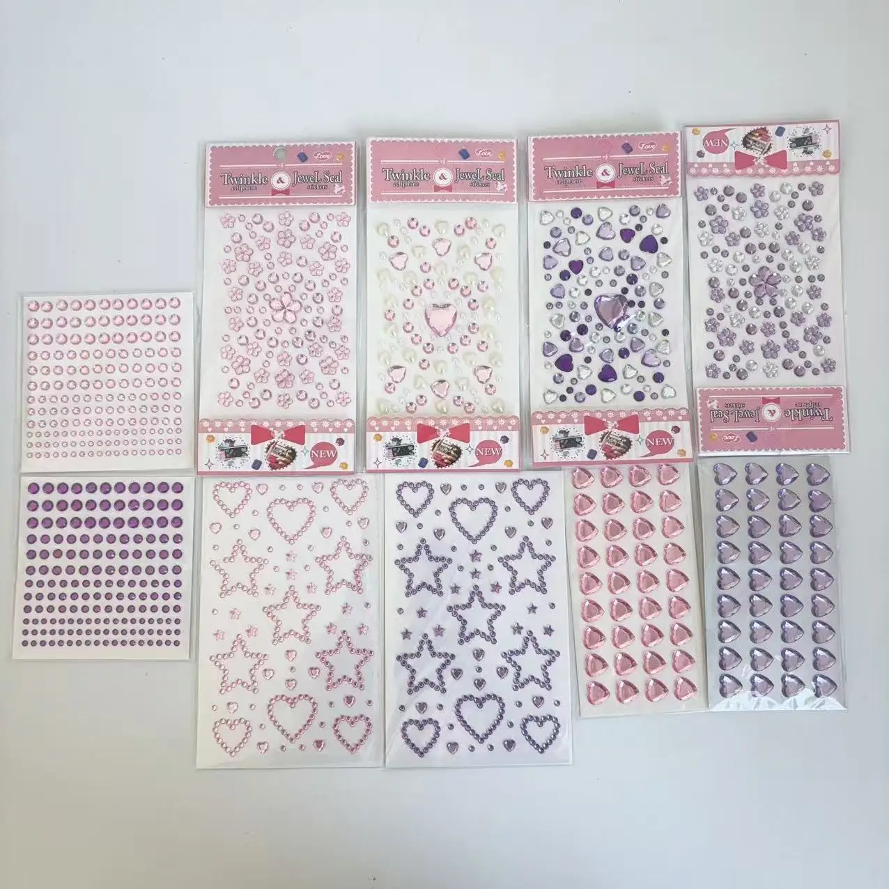 10 أوراق من ملصقات الماس الكريستالية من سلسلة الوردي والأرجواني لهدايا الأطفال وحافظة الهاتف المحمول وملصقات الديكور pr #5