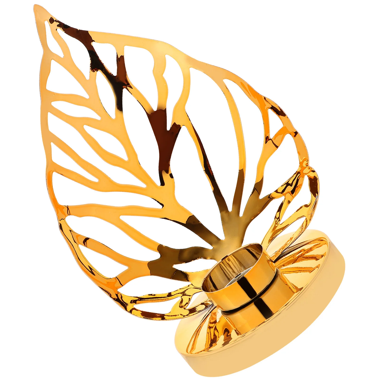 

1pc Metal Taper Holder Leaf Design Tabletop Decorative Stand For Home Dinner Party Wedding Decoration Candlesticks