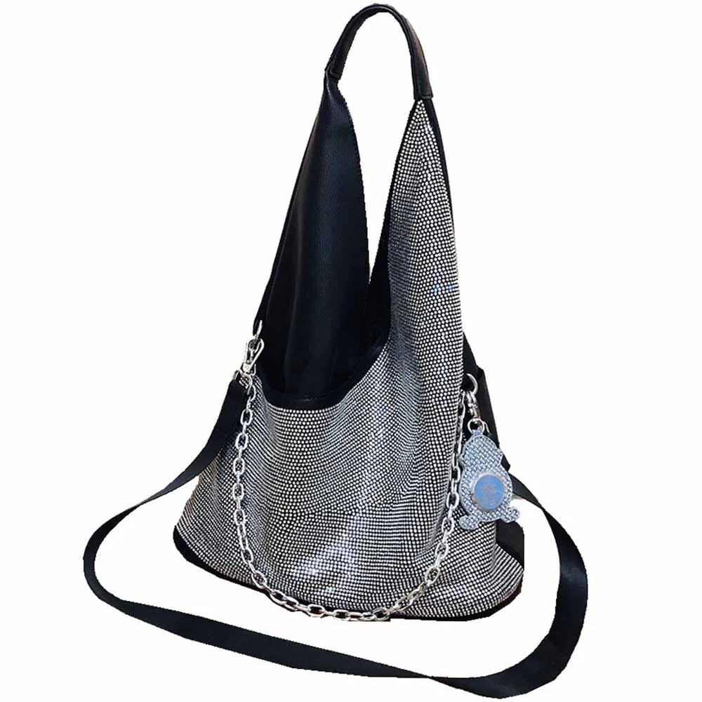 Luksusowe torebki z prawdziwej skóry damskie duże torby designerskie torby na ramię kobiece nowe markowe torebki wysokiej jakości diamentowa torba z grubej bawełny Bolsa