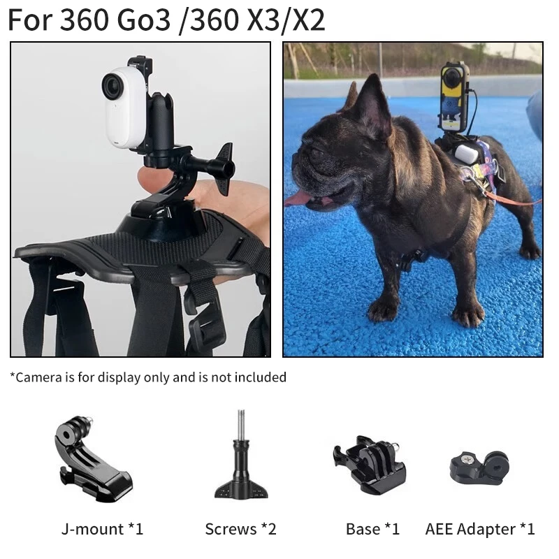 Pet Harness Mount for Gopro Hero DJI Action Insta 360 Go3 X2 X3 Back Dual-Camera Position View Mount Pet Perspective Strap Mount