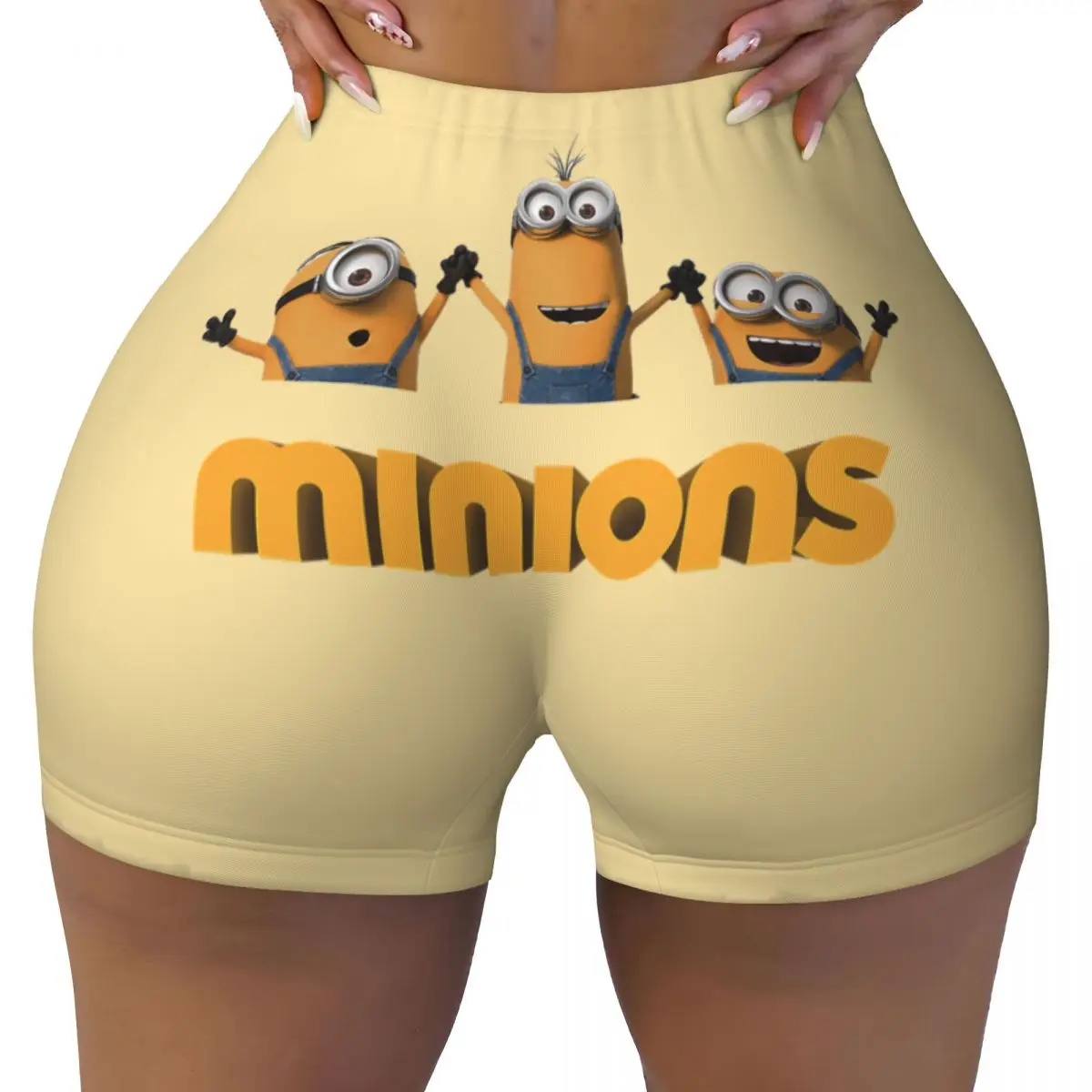 Custom Minions Cartoon Running Volleyball Gym Shorts Women's Anime Athletic Workout Yoga Shorts