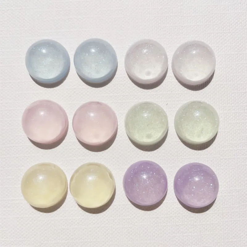 30pcs 14mm Candy Color Round Patch Flat Back Resin Cabochons Diy Phone Case Shoe Hair Clip Jewelry Decoration Crafts Accessories