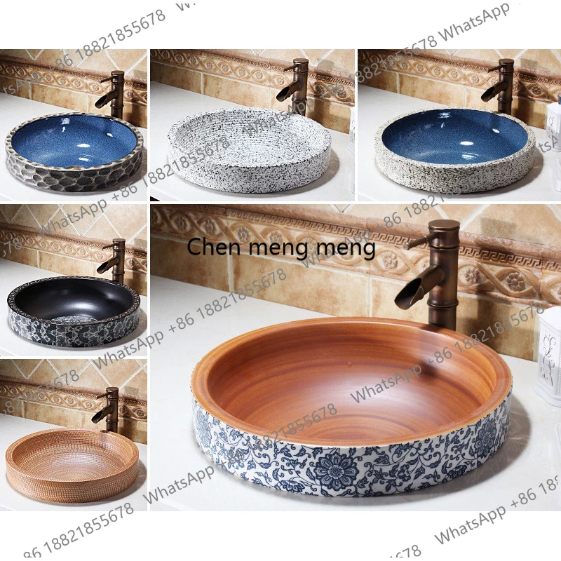 

Ceramic washbasin art basin household semi embedded Taichung basin bathroom washbasin Taichung basin JS-63005