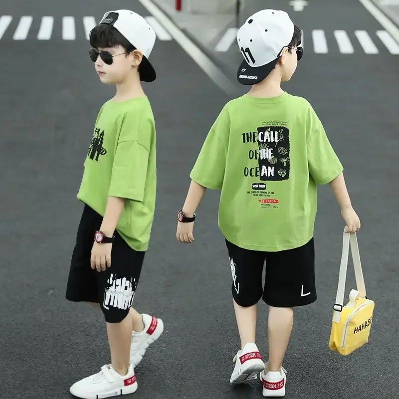 Summer Children Boy Clothes Set Kid Girls Letter Printed T-shirts and Shorts 2pcs Suit Sport Top Bottom Outfits Tracksuits