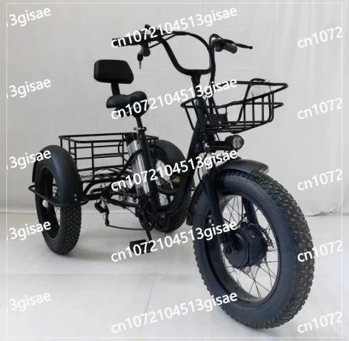 Bateria de lítio do triciclo do pedal do pneu gordo de 20 Polegada, com cesta, ciclismo ao ar livre, carrinho de compras de acampamento Bateria de lítio do triciclo do pedal do pneu gordo de 20 Polegada, com cesta, ciclismo ao ar livre, carrinho de compras de acampamento