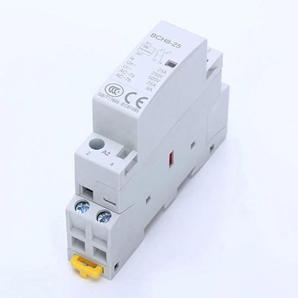 2P Plastic 2NO Household AC Contactor 24V 25A Rail Mounting Modular Contactor Automatic Tools 18*68*81mm