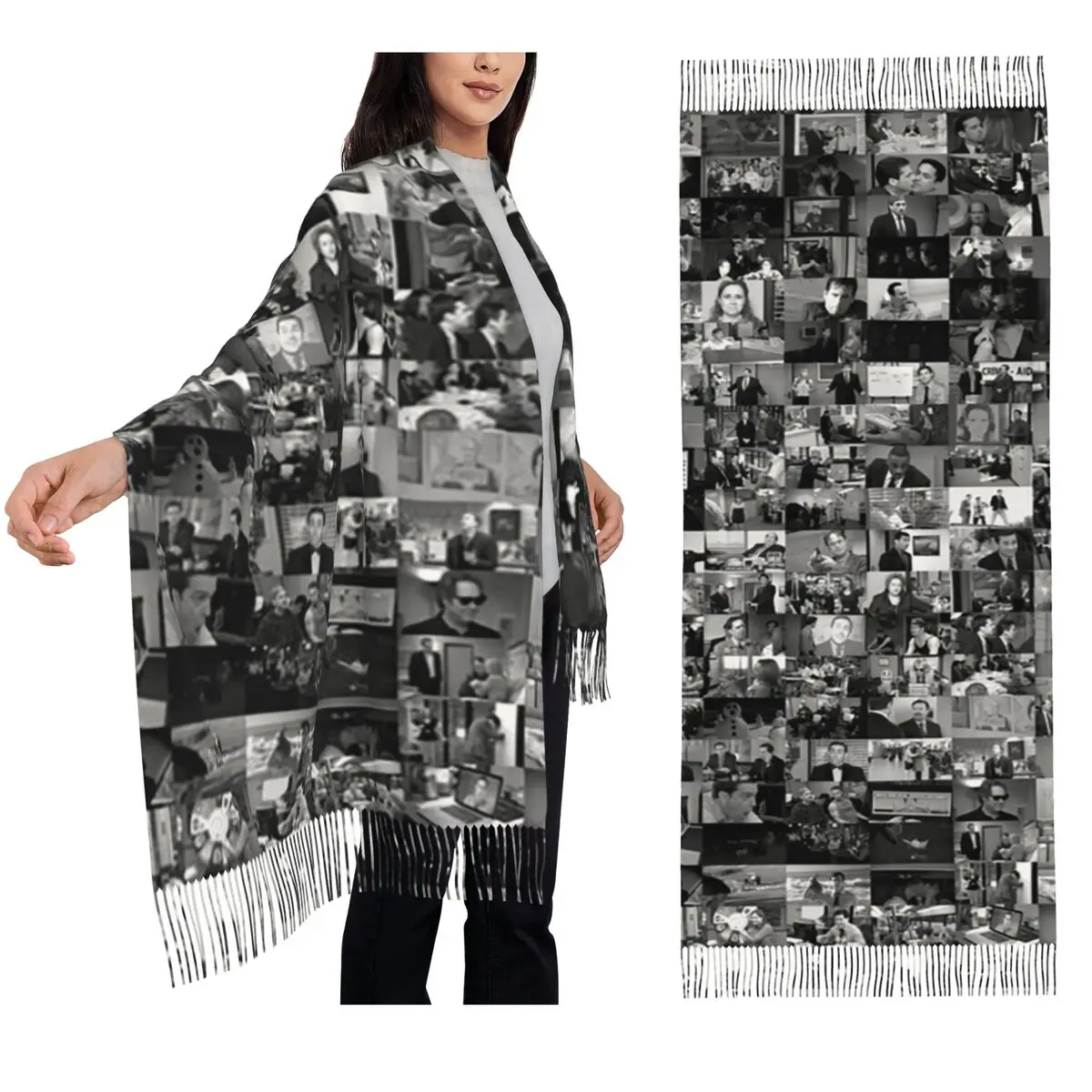 

Каждый эпизод офисного шарфа, шарфа с кисточками для женщин, мягкие теплые шали и накидки, длинная осенне-зимняя шаль