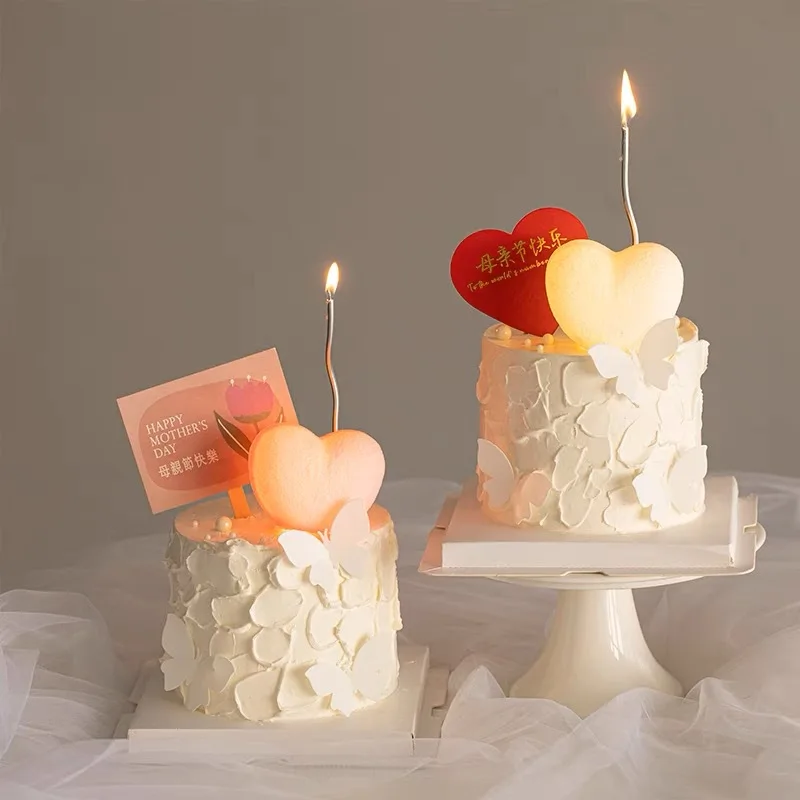 2pcs 3D Love Heart LED Lamp Battery Wedding Pink Birthday Cake Ornament Birthday Gift Christmas Home Ambient Gift Box Decoration